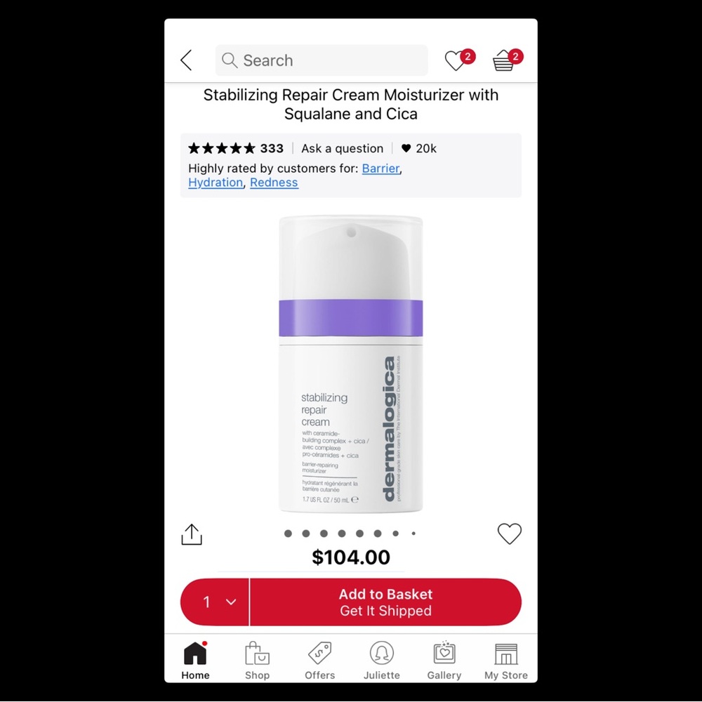 dermalogica Stabilizing Repair Cream Moisturizer — White with Purple Band